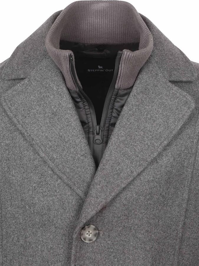 Steppin' Out Caban Coat Wol Grijs - Foto 3