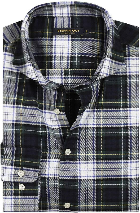 Steppin' Out Flanel Overhemd Ruit Blauw Groen