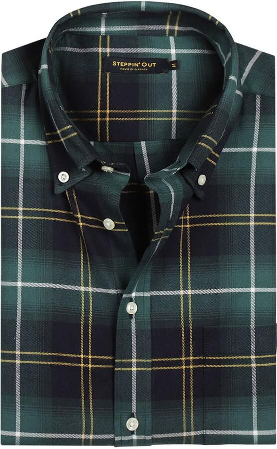 Steppin' Out Flanel Overhemd Ruit Navy Groen