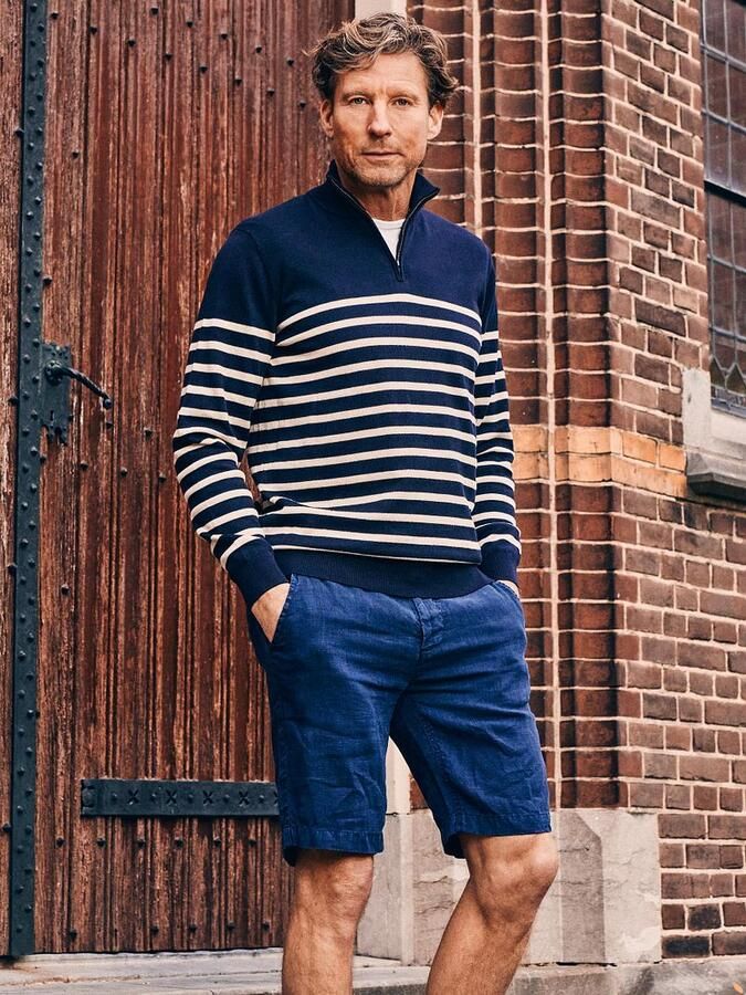 Steppin' Out Half-Zip Trui Breton Stripe Navy
