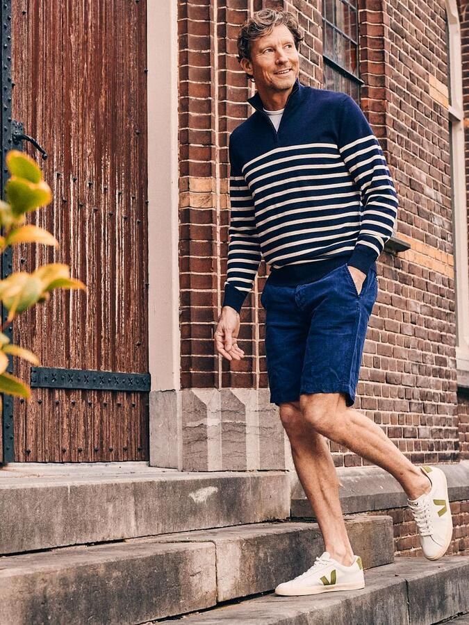 Steppin' Out Half-Zip Trui Breton Stripe Navy - Foto 2