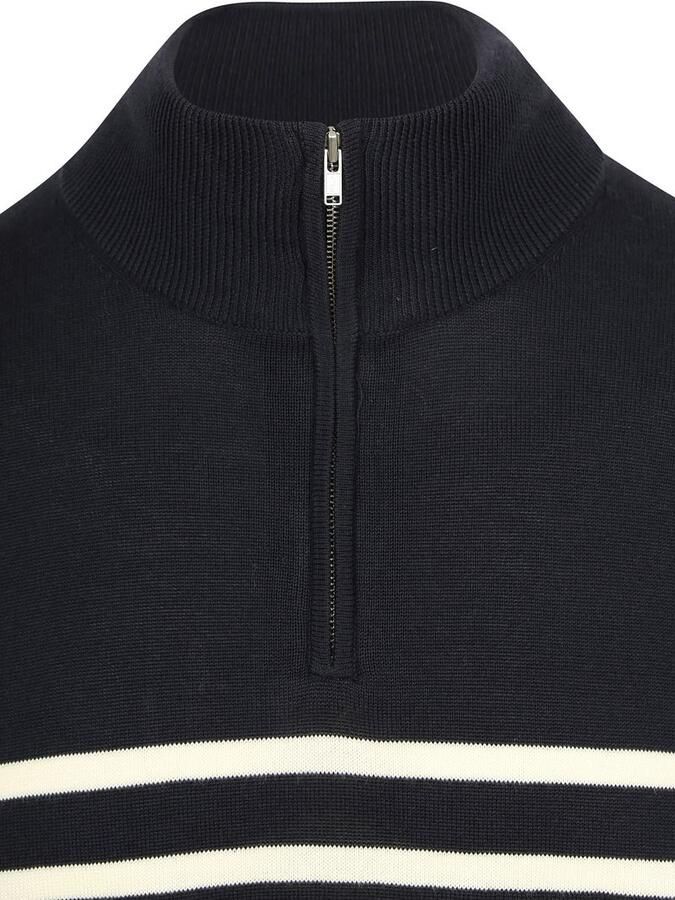 Steppin' Out Half-Zip Trui Breton Stripe Navy - Foto 3