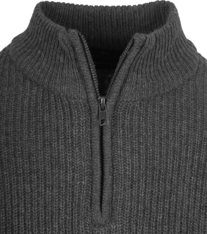 Steppin' Out Half Zip Trui Lamswol Antraciet