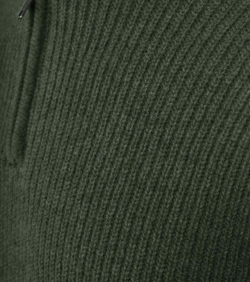 Steppin' Out Half Zip Trui Lamswol Olijfgroen
