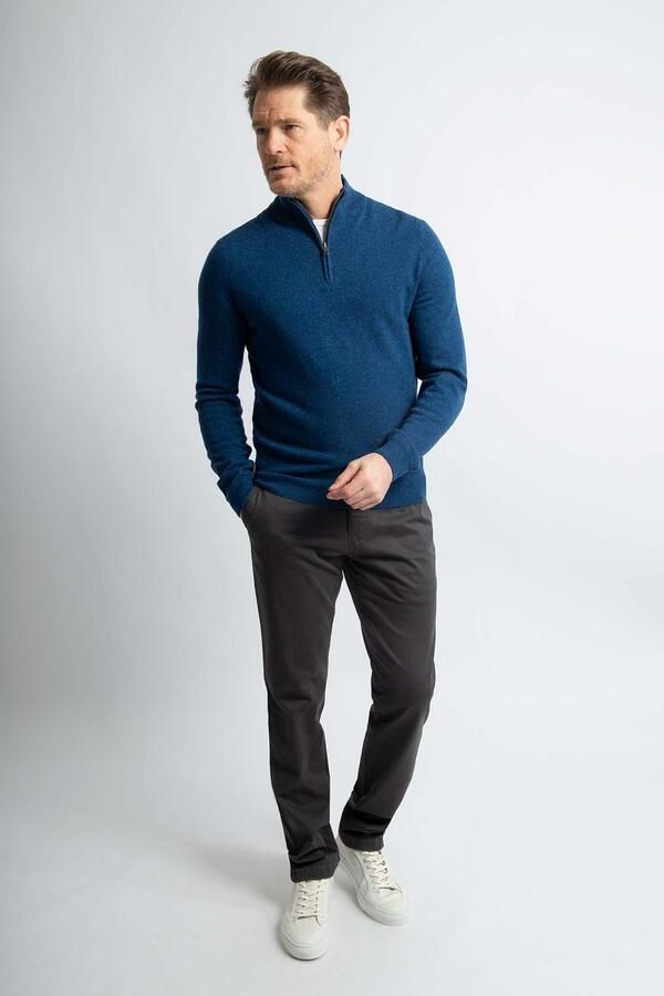 Steppin' Out Half Zip Trui Merinowol Marine Blauw - Foto 2