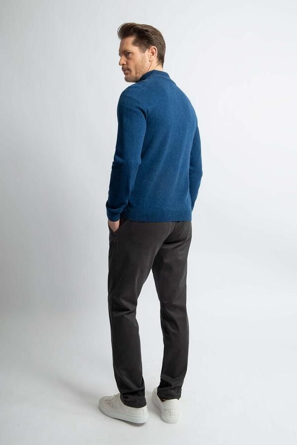 Steppin' Out Half Zip Trui Merinowol Marine Blauw - Foto 3