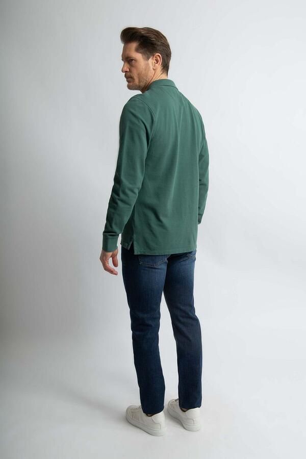 Steppin' Out Longsleeve Polo Piqué Klassiek Donkergroen - Foto 4
