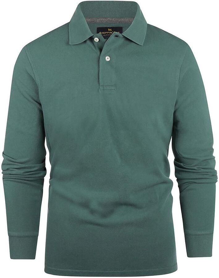 Steppin' Out Longsleeve Polo Piqué Klassiek Donkergroen