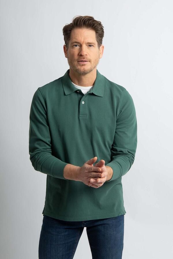 Steppin' Out Longsleeve Polo Piqué Klassiek Donkergroen - Foto 2