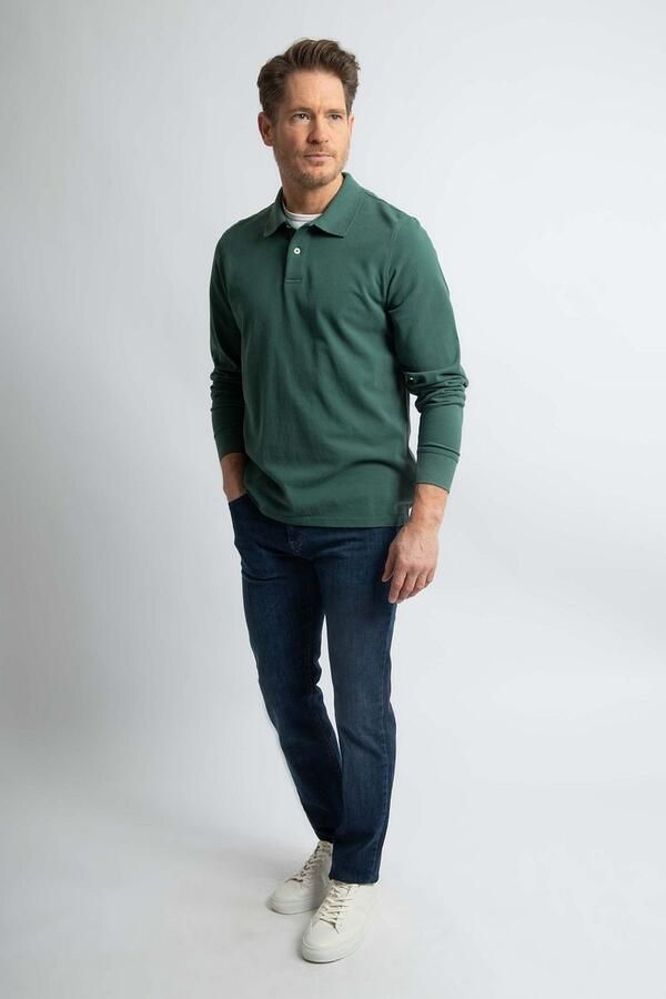 Steppin' Out Longsleeve Polo Piqué Klassiek Donkergroen - Foto 3