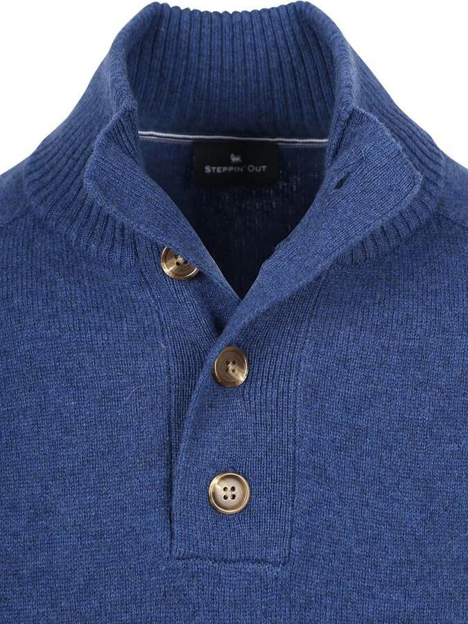 Steppin' Out Mocker Trui Lamswol Royal Blauw