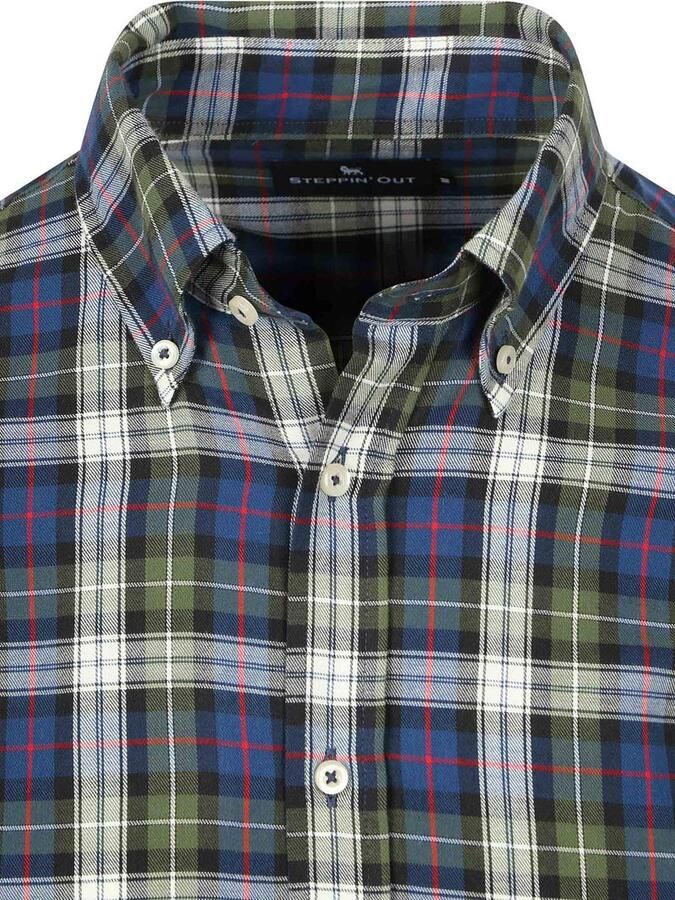 Steppin' Out Overhemd Flanel Checks Groen Blauw - Foto 3