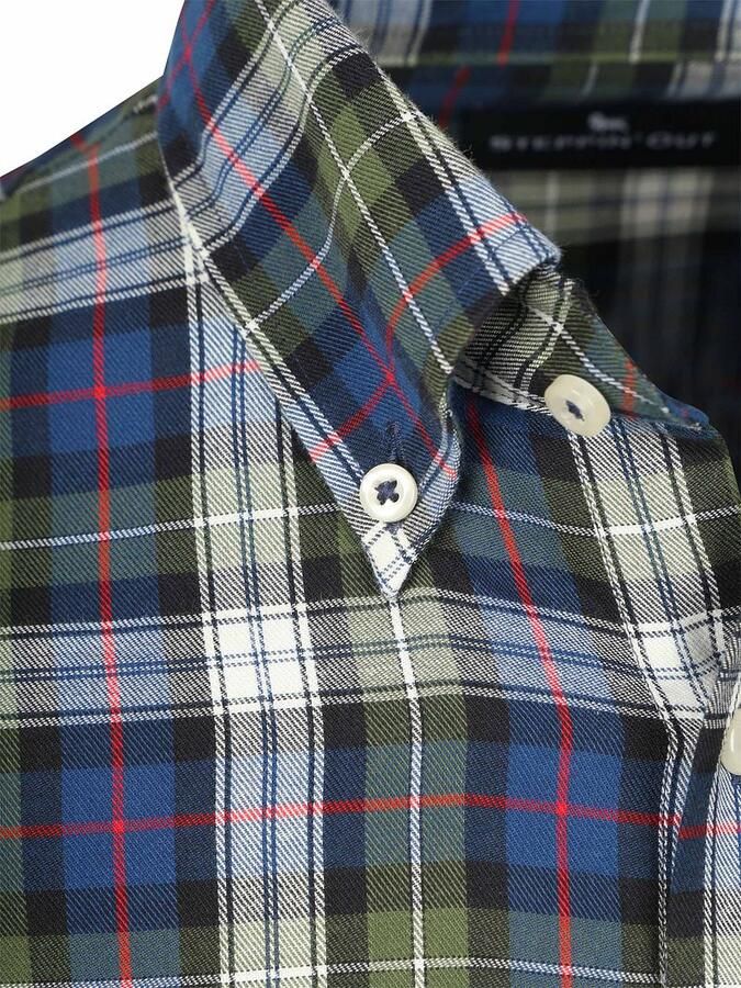 Steppin' Out Overhemd Flanel Checks Groen Blauw - Foto 4