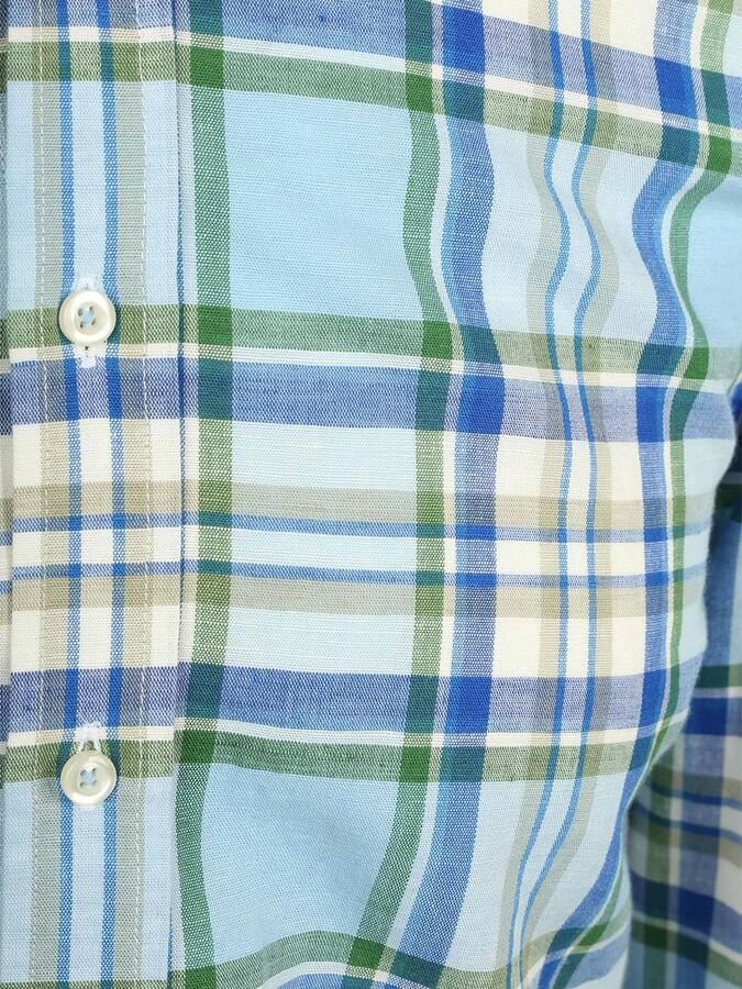Steppin' Out Overhemd Linen Cotton Checks Blauw Groen - Foto 3