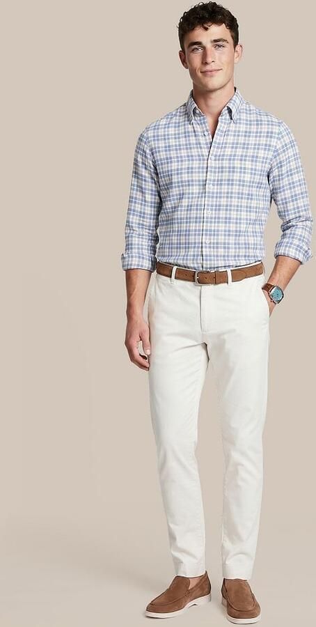 Steppin' Out Overhemd Linen Cotton Checks Blauw Sand - Foto 5