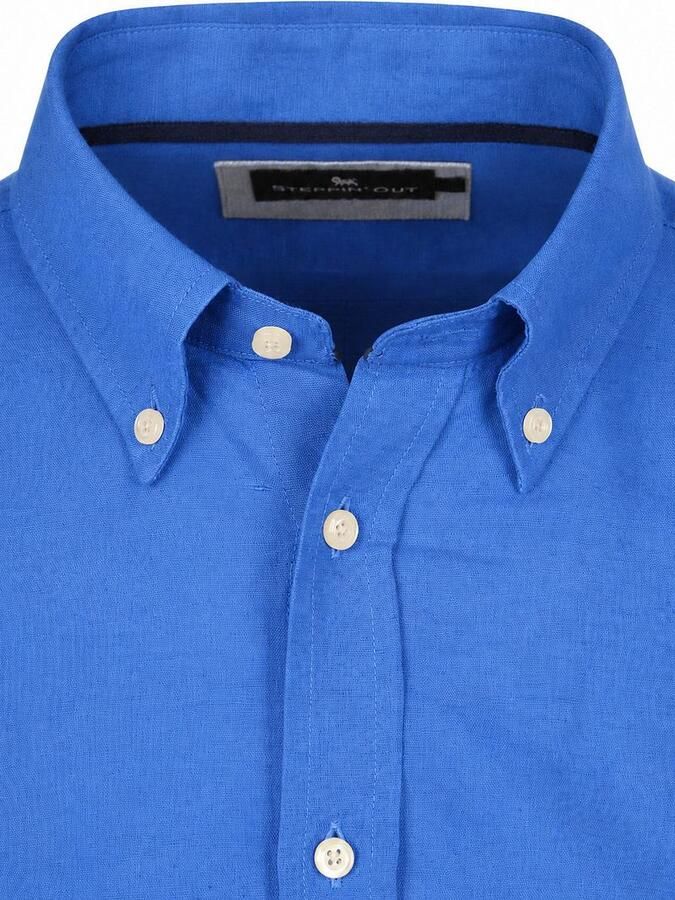 Steppin' Out Overhemd Linen Cotton Cobalt - Foto 3