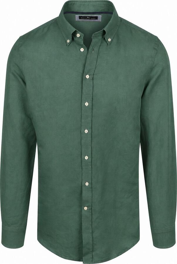 Steppin' Out Overhemd Linen Cotton Donkergroen