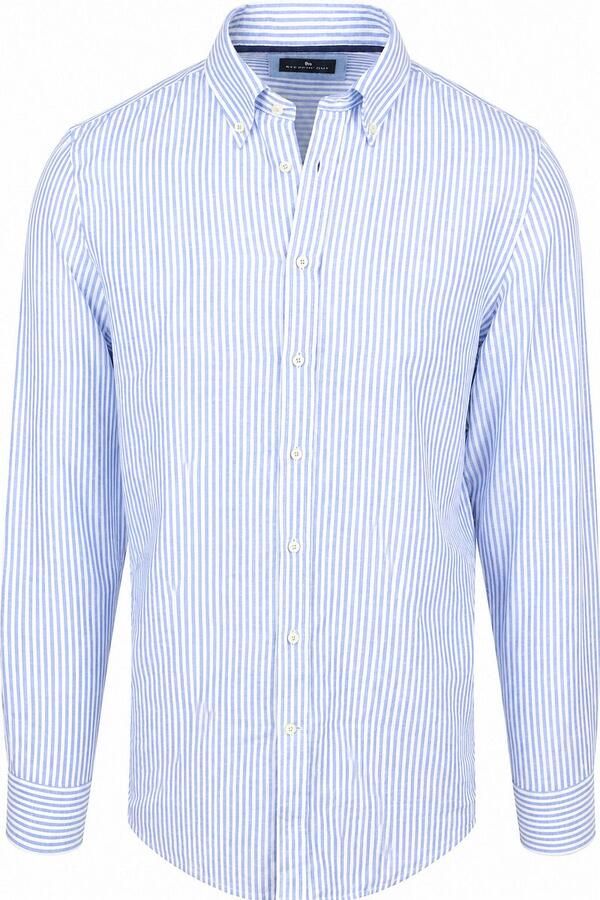 Steppin' Out Overhemd Linen Cotton Streep Blauw