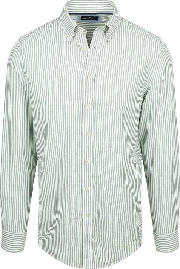 Steppin' Out Overhemd Linen Cotton Streep Groen