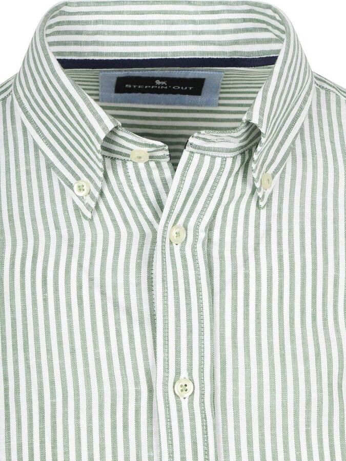Steppin' Out Overhemd Linen Cotton Streep Groen - Foto 3