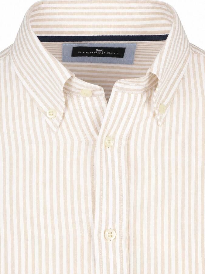 Steppin' Out Overhemd Linen Cotton Streep Sand - Foto 3