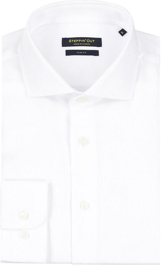 Steppin' Out Overhemd Slim-Fit Dobby Wit