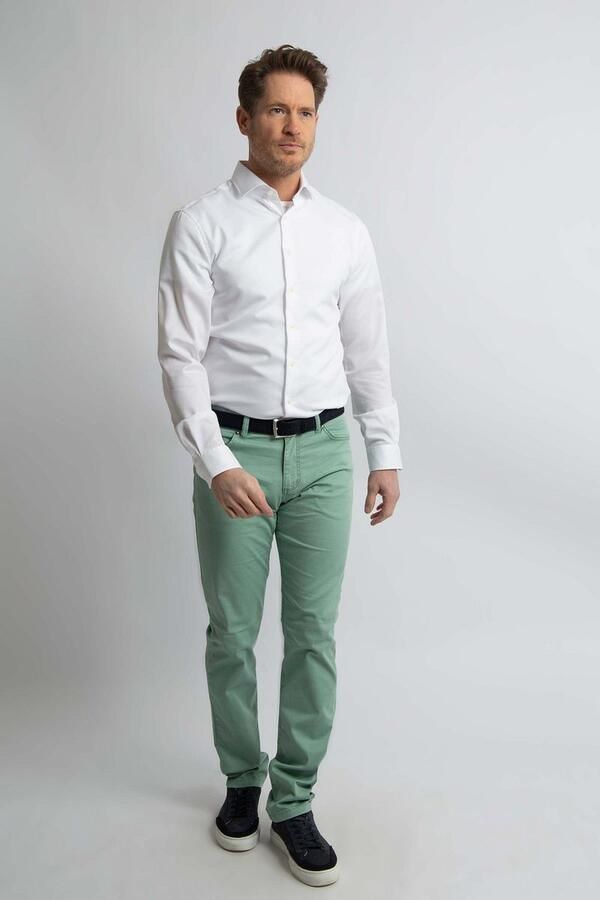 Steppin' Out Overhemd Slim-Fit Dobby Wit - Foto 4
