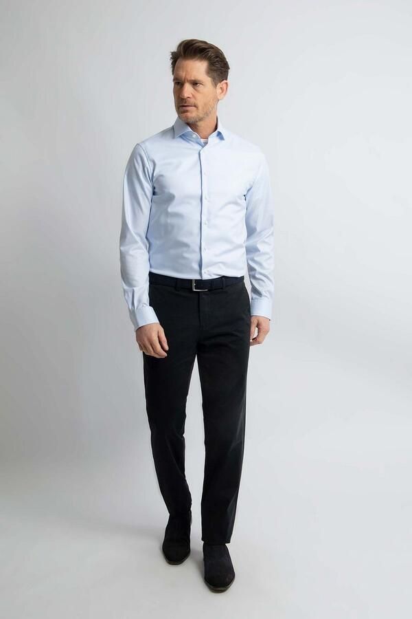 Steppin' Out Overhemd Slim-Fit Twill Lichtblauw - Foto 4