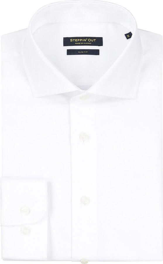 Steppin' Out Overhemd Slim-Fit Twill Wit