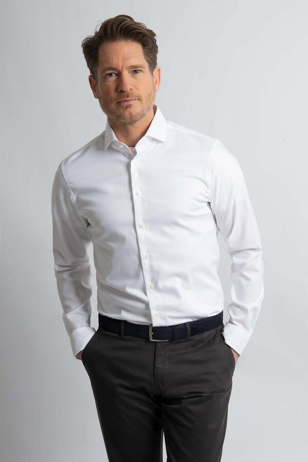 Steppin' Out Overhemd Slim-Fit Twill Wit - Foto 3