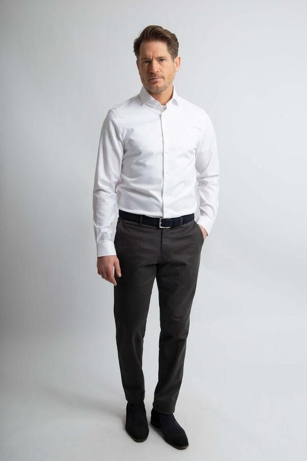 Steppin' Out Overhemd Slim-Fit Twill Wit - Foto 4
