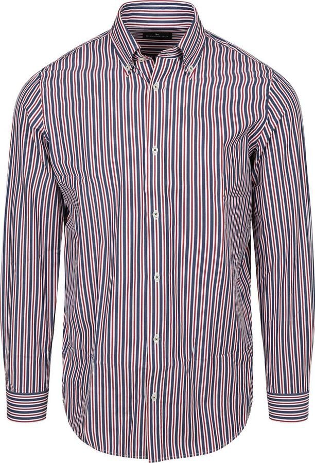 Steppin' Out Overhemd Streep Navy Rood