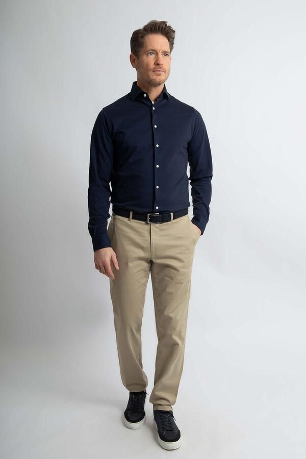 Steppin' Out Overhemd Stretch Piqué Navy - Foto 3