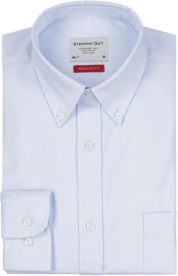 Steppin' Out Overhemd Twill Extra Lange Mouw Lichtblauw