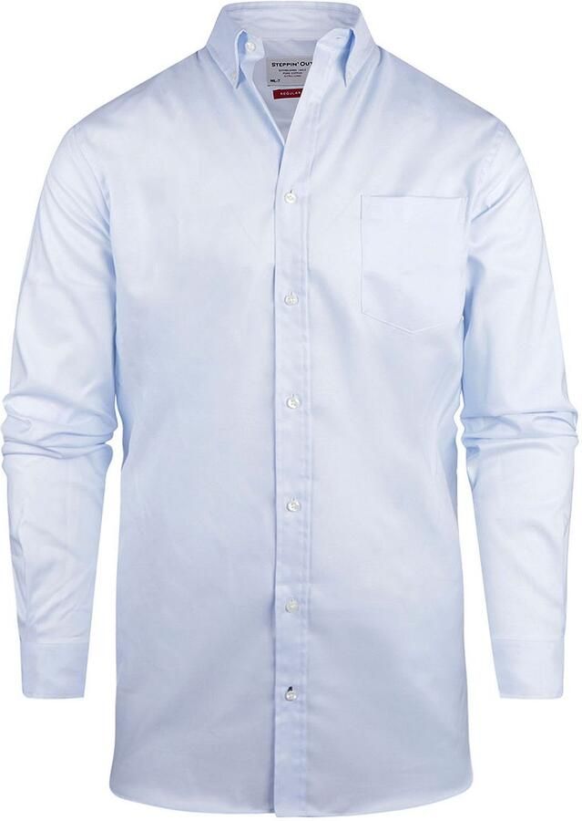 Steppin' Out Overhemd Twill Extra Lange Mouw Lichtblauw - Foto 2