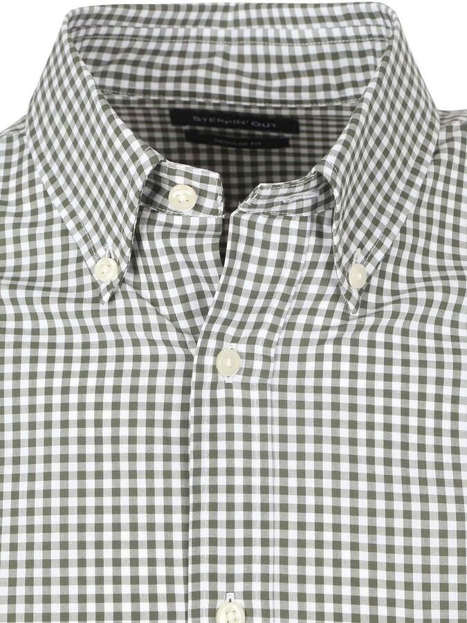 Steppin' Out Poplin Overhemd Ruit Groen
