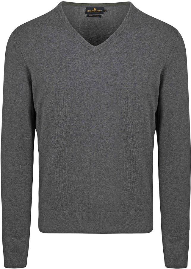 Steppin' Out Pullover V-hals Merinowol Antraciet