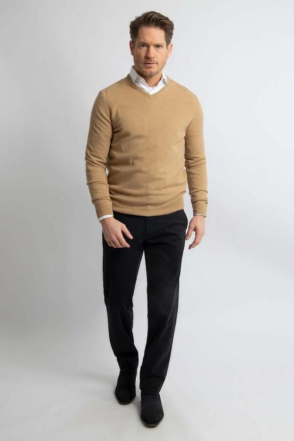 Steppin' Out Pullover V-hals Merinowol Beige - Foto 5