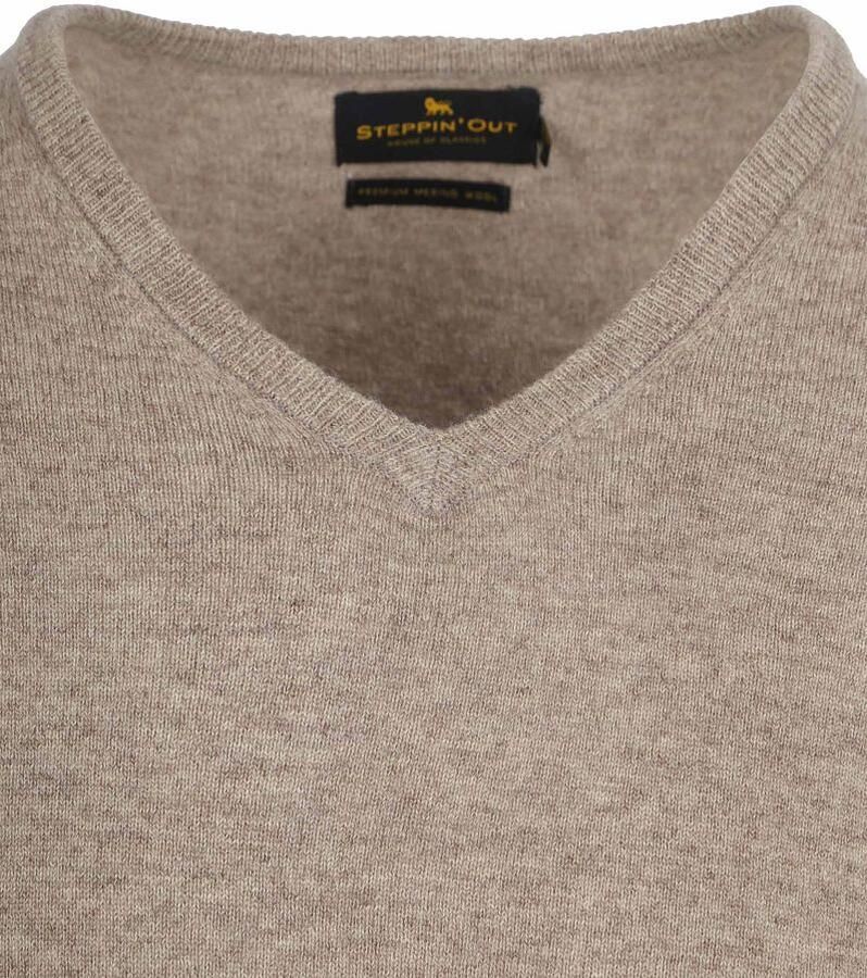 Steppin' Out Pullover V-hals Merinowol Lichtbruin - Foto 2