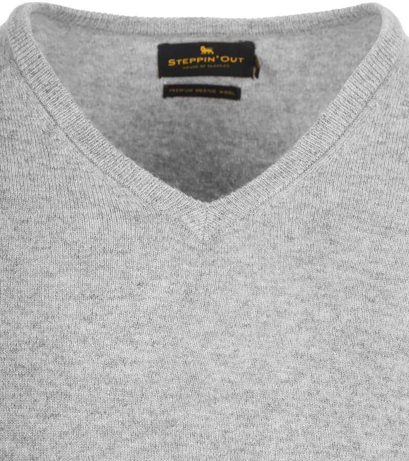 Steppin' Out Pullover V-hals Merinowol Mid Grijs - Foto 1