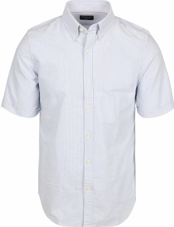 Steppin' Out Short Sleeve Overhemd Oxford Yale Streep Lichtblauw