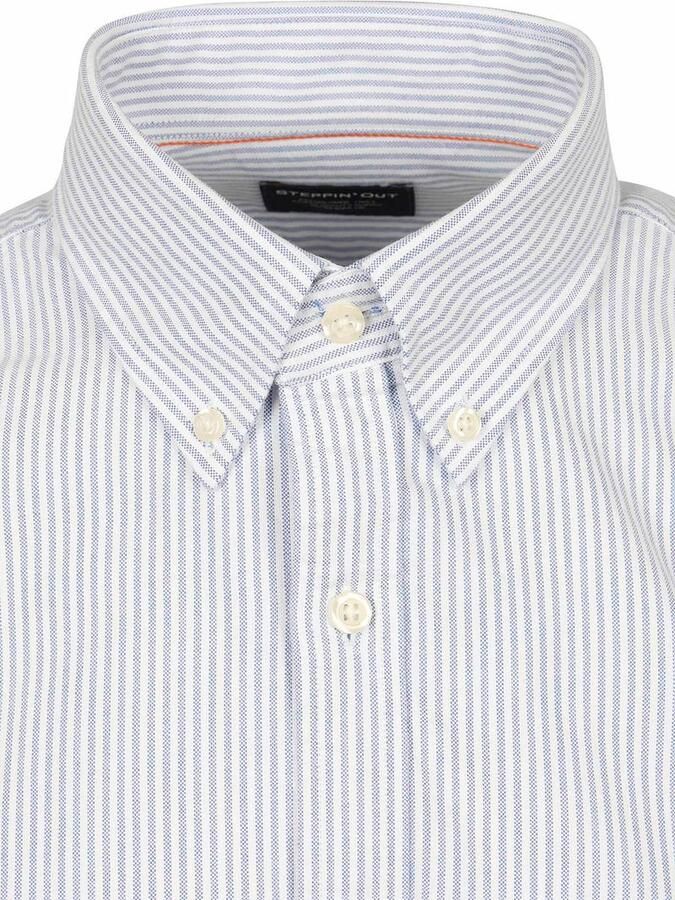 Steppin' Out Short Sleeve Overhemd Oxford Yale Streep Lichtblauw - Foto 3