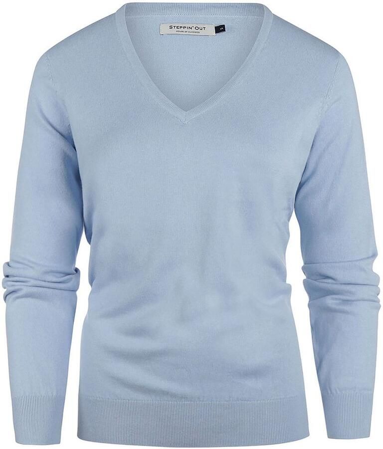 Steppin' Out Trui Cashmere Dames V-hals Lichtblauw