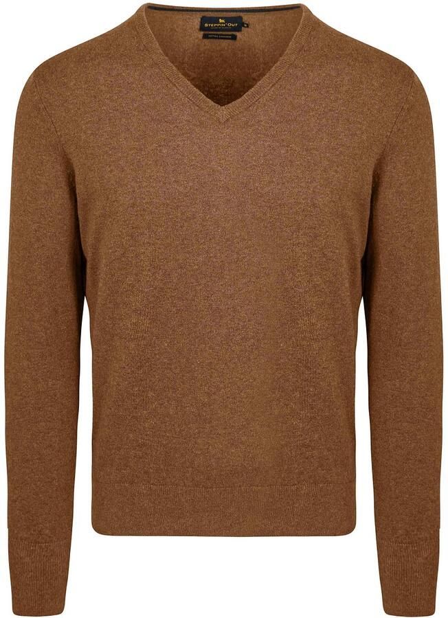 Steppin' Out Trui Cotton Cashmere V-hals Camel