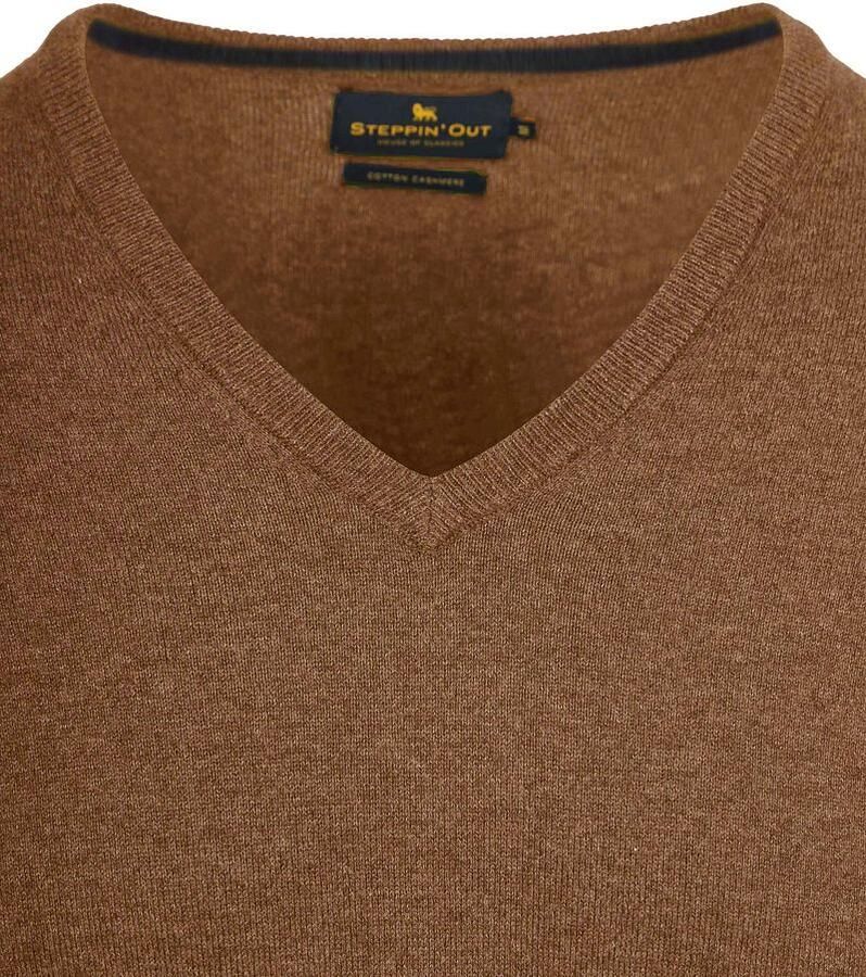 Steppin' Out Trui Cotton Cashmere V-hals Camel - Foto 2