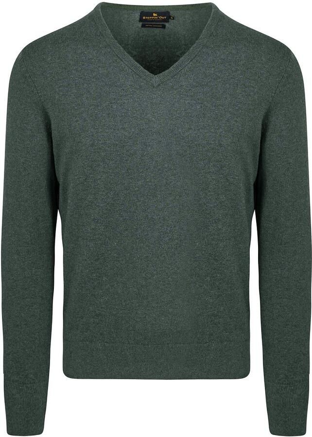 Steppin' Out Trui Cotton Cashmere V-hals Donkergroen