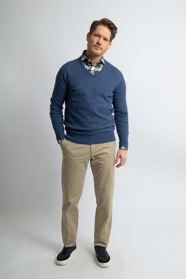 Steppin' Out Trui Cotton Cashmere V-hals Indigo Blauw - Foto 4