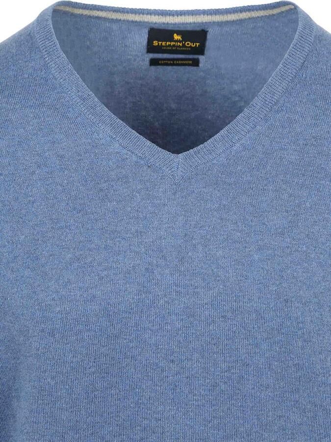 Steppin' Out Trui Cotton Cashmere V-hals Indigo Blauw - Foto 2