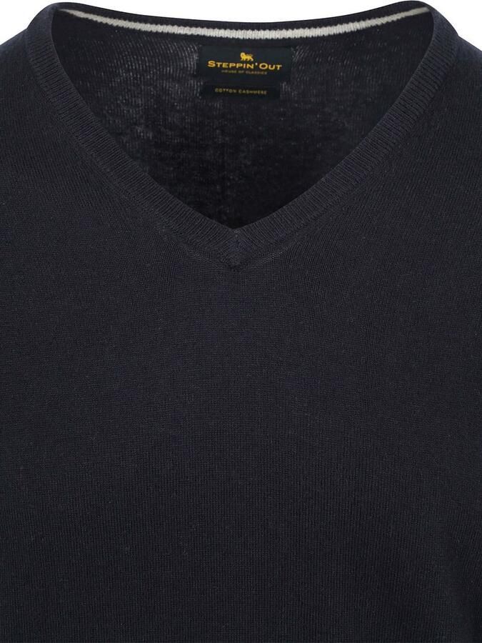 Steppin' Out Trui Cotton Cashmere V-hals Navy