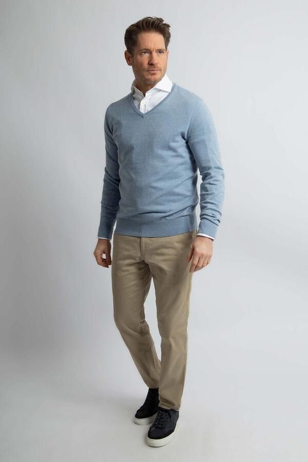 Steppin' Out Trui Cotton Cashmere V-hals Sky Blue - Foto 4